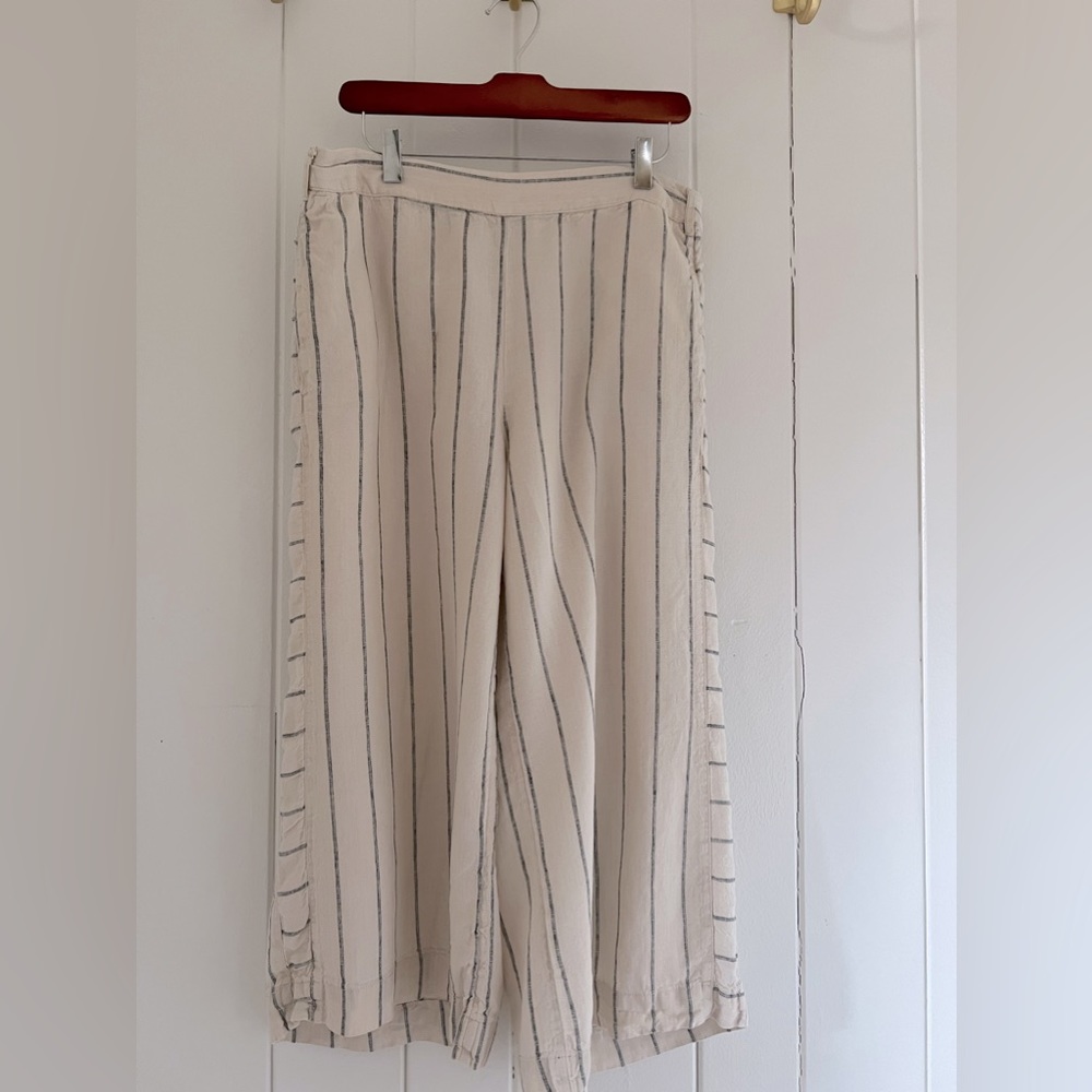 Anthropologie Linen Wide Leg Cropped Pants